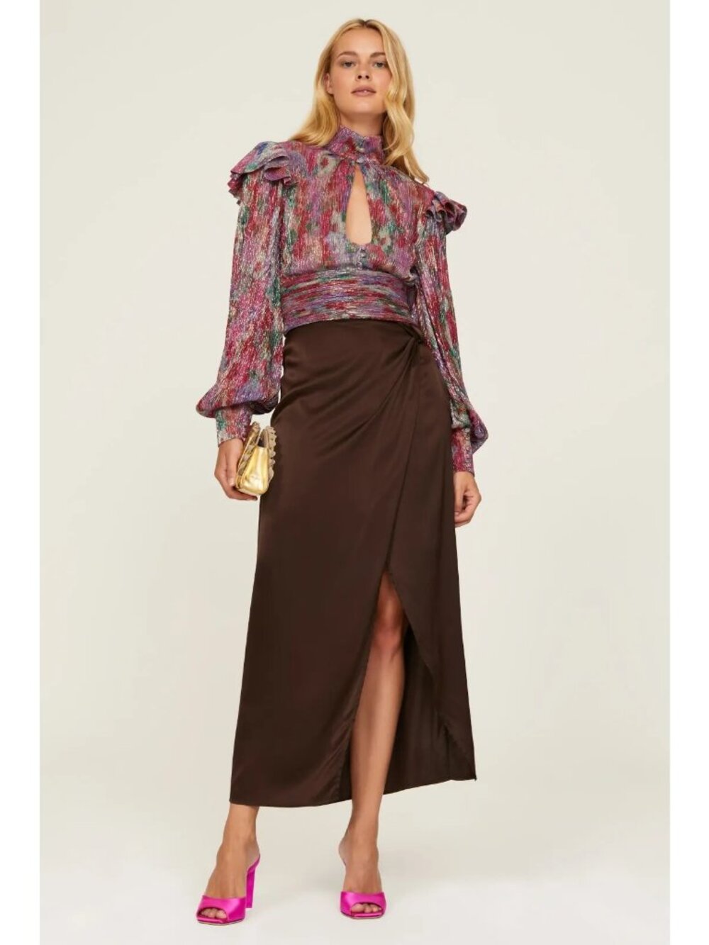 R-116. PatBO Lurex Keyhole Top